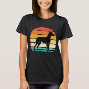 Dogge Dänische Retro-Sonnenuntergang-Hund-Silhouet T-Shirt