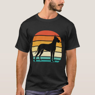 Dogge Dänische Retro-Sonnenuntergang-Hund-Silhouet T-Shirt