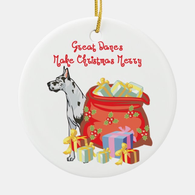 Dogge-frohe Weihnachten Keramikornament (Vorne)