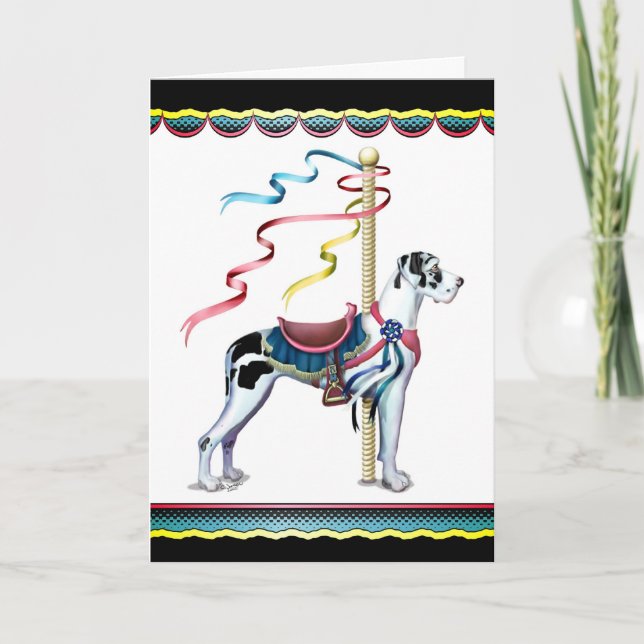 Dogge-Harlekin-Karussell UC - besonders Karte (Vorderseite)