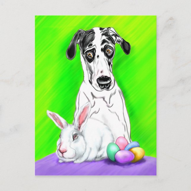 Dogge-Ostern-KANINCHEN?! Feiertagspostkarte (Vorderseite)