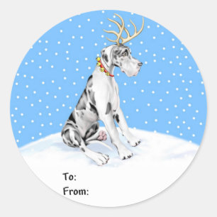 Dogge-Ren-WeihnachtenHarle UC Geschenk-Umbauten Runder Aufkleber
