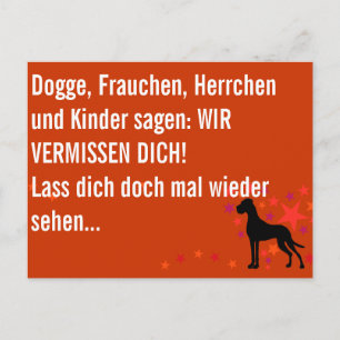 Dogge und wir vermissen dich postkarte