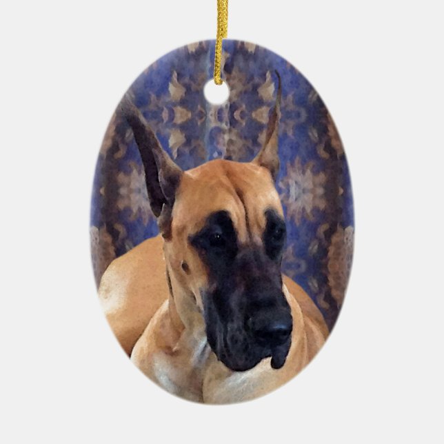 Dogge-Verzierung Keramikornament (Vorne)