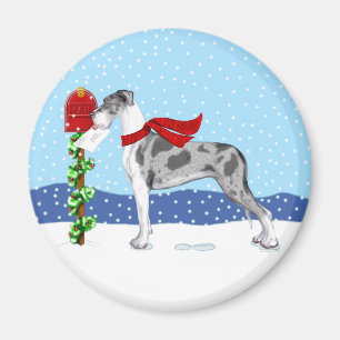 Dogge-Weihnachtspost Merle UC Magnet