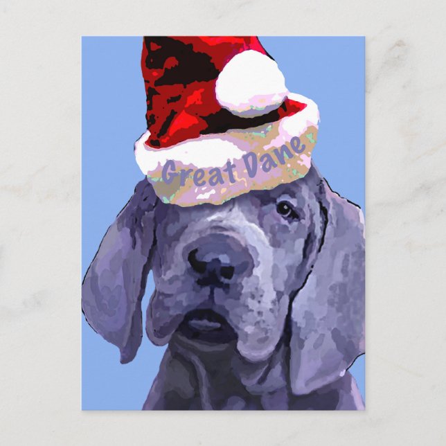 Dogge-Welpen-Weihnachtspostkarte Feiertagspostkarte (Vorderseite)