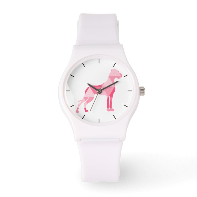 Doggen Logo Pink Trio Armbanduhr (Vorderseite)