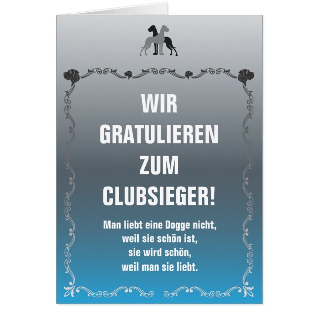 Doggen Sieger Grußkarte (Devant)