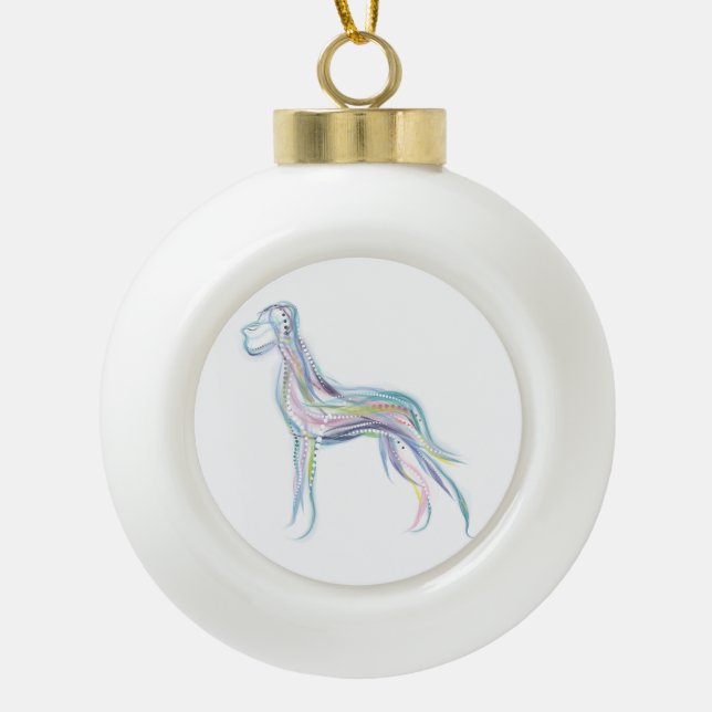 Doggen zu Weihnachten Keramik Kugel-Ornament (Vorderseite)