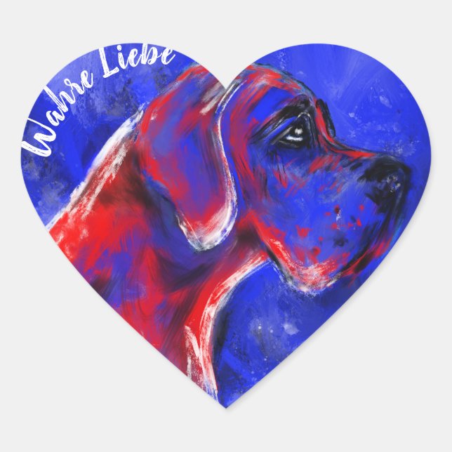 Doggenaufkleber rot blau Herz Herz-Aufkleber (Vorderseite)