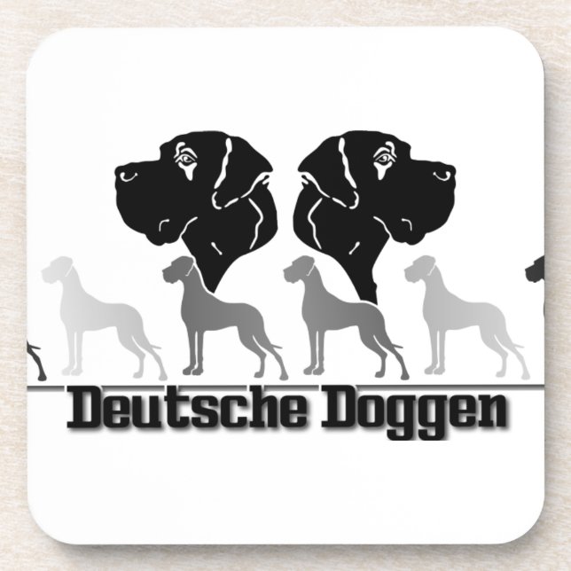 Doggenlogo Schwarz Grau Getränkeuntersetzer (Vorderseite)