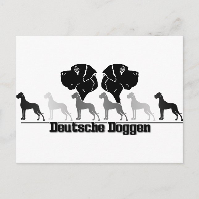 Doggenlogo Schwarz Grau Postkarte (Vorderseite)