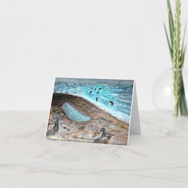 Doggie Beach Party Note Card Karte (Vorderseite)
