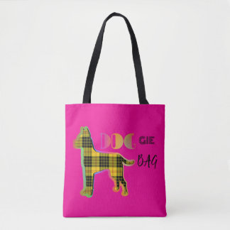 Doggie Beutel Gelb Kariert Hot Pink Totbeutel Tasche