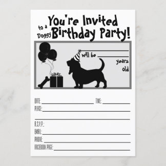 Doggie Birthday Basset Einladung