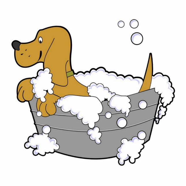 Doggie Bubble Bath Freistehende Fotoskulptur (Vorne)