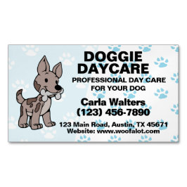 Doggie Day Care Paw Print Magnetische Visitenkarte