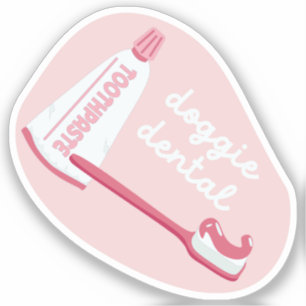 "Doggie Dental" Erinnerung zur Hundepflege Kirsche Aufkleber