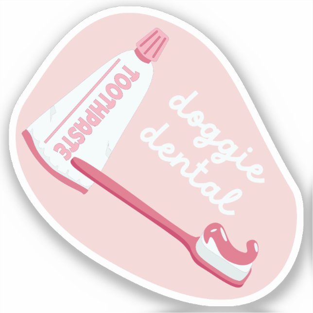"Doggie Dental" Erinnerung zur Hundepflege Kirsche Aufkleber (Vorderseite)