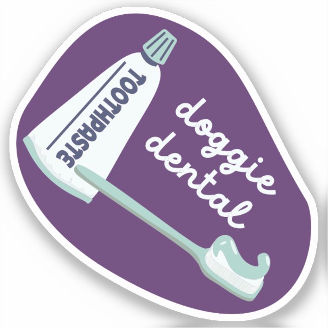 "Doggie Dental" Erinnerung zur Hundepflege, pink u Aufkleber (Vorderseite)