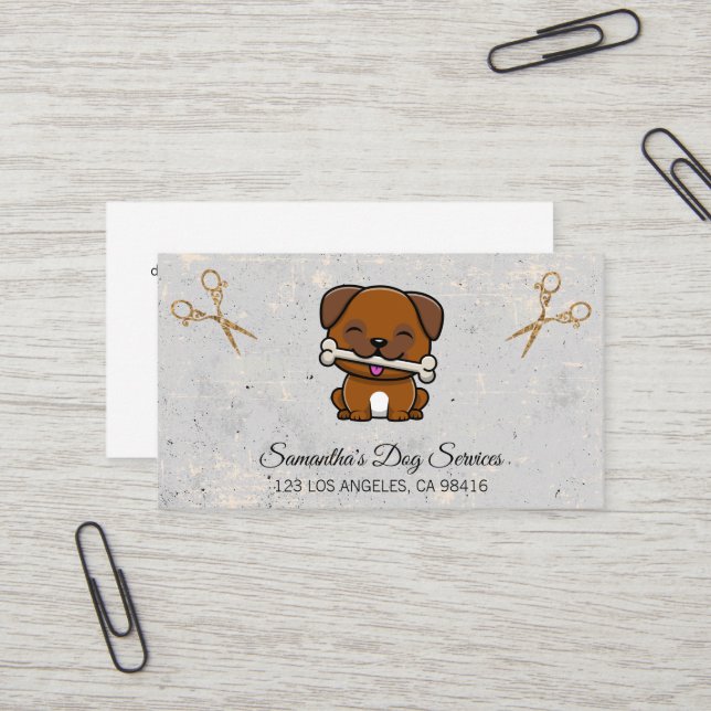 Doggie Grooming | Schere-Visitenkarte Visitenkarte (Vorderseite/Rückseite Beispiel)