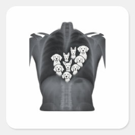 Doggie Heart X-Ray - Funny Dog Lover Design Quadratischer Aufkleber