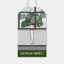 Doggie in der Weihnachtsfenster Geschenktasten Geschenkanhänger