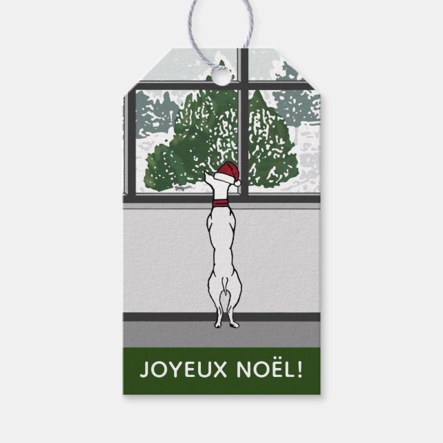 Doggie in der Weihnachtsfenster Geschenktasten Geschenkanhänger (Vorderseite)