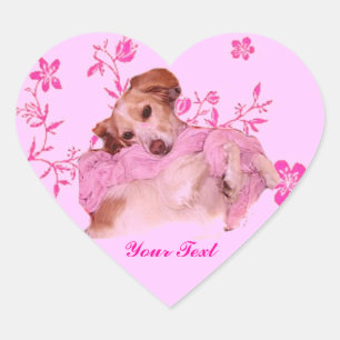 Doggie in rosa Heart Aufkleber