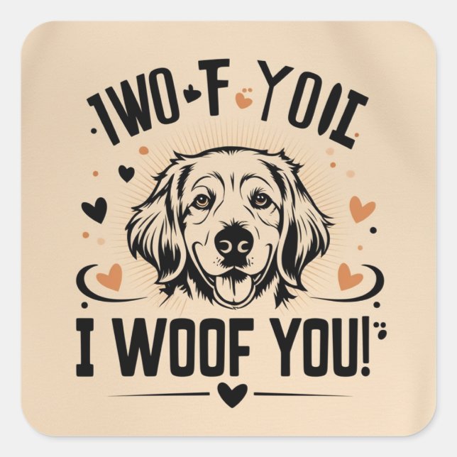 Doggie-Liebe Quadratischer Aufkleber (Vorderseite)