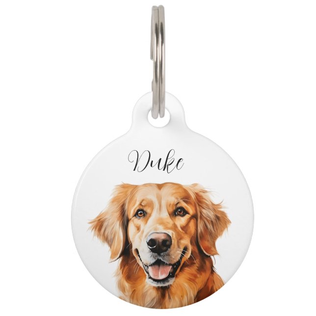 Doggie Namensschild Golden Retriever Haustiermarke (Vorderseite)