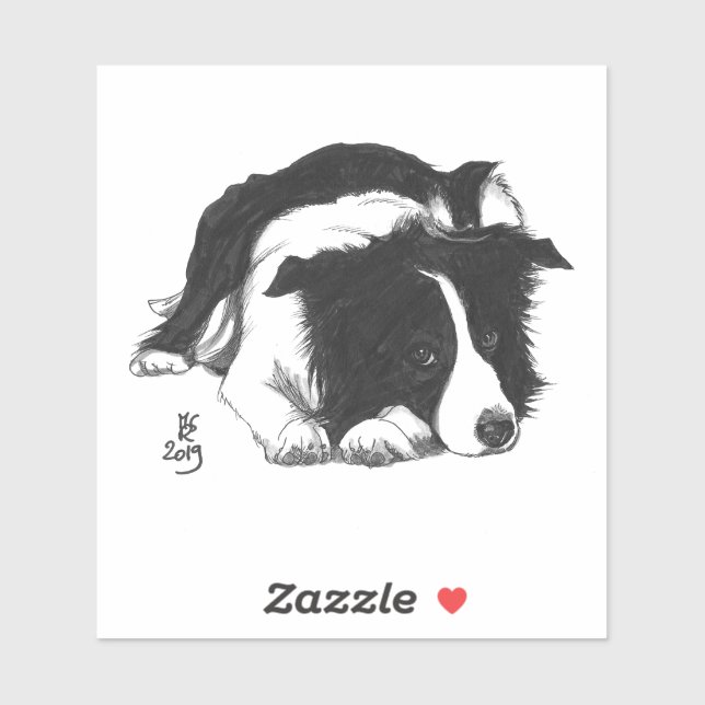 Doggust 2019 Bordure Collie carré autocollant (Feuille)