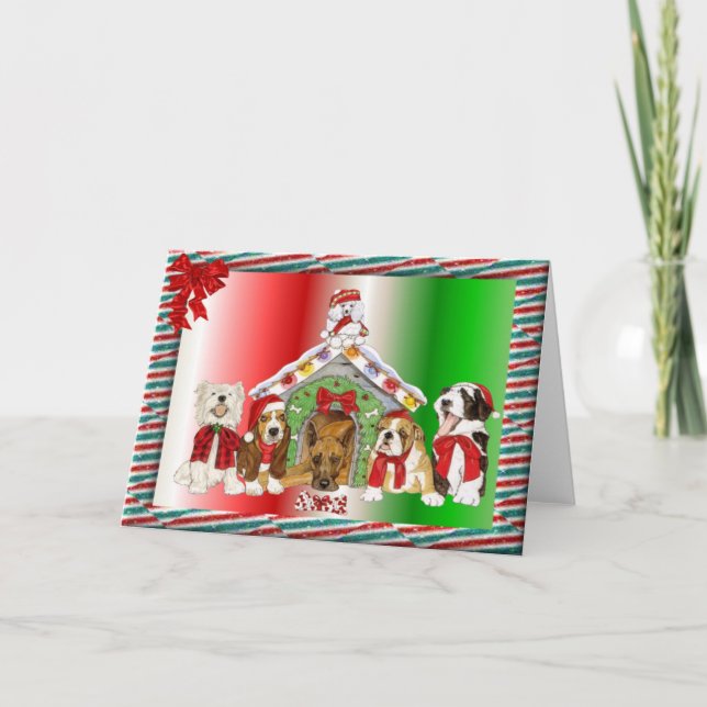 Doggy Christmas Feiertagskarte (Vorderseite)