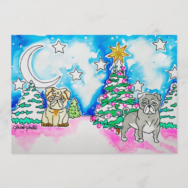 Doggy Christmas Postcard Einladung (Vorderseite)