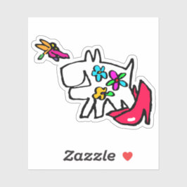Doggy mit Dragonfly genießen Spaziergang Doodle Aufkleber