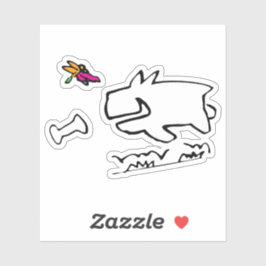 Doggy mit DragonflyRun Doodle Aufkleber