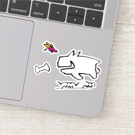 Doggy mit DragonflyRun Doodle Aufkleber