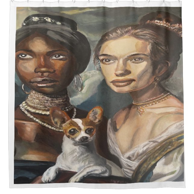 Doggy und die Damen Duschvorhang (Vorderseite)