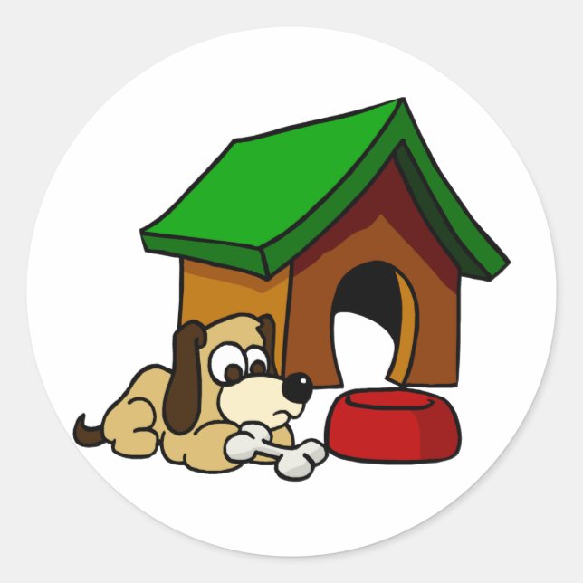 Doghouse Scene Runder Aufkleber (Vorderseite)