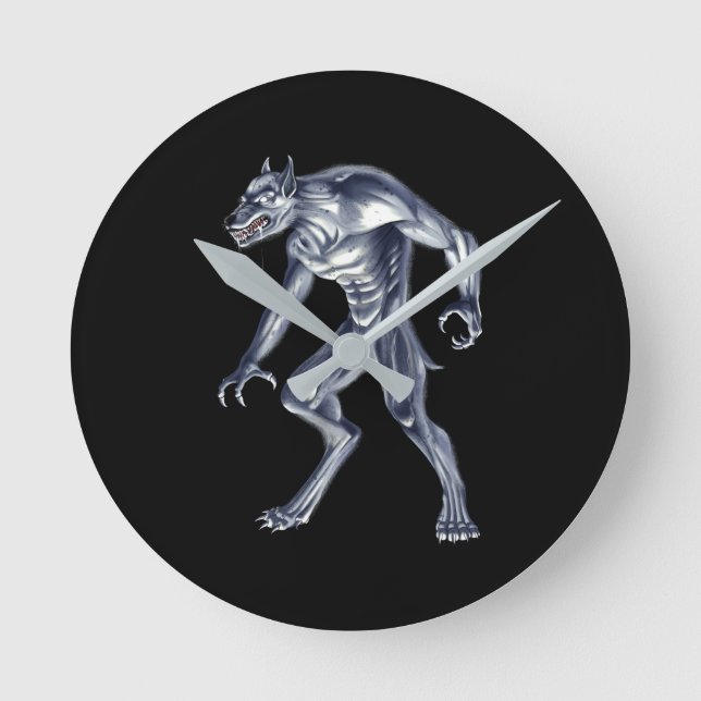Dogman Cryptid Beast Runde Wanduhr (Vorderseite)