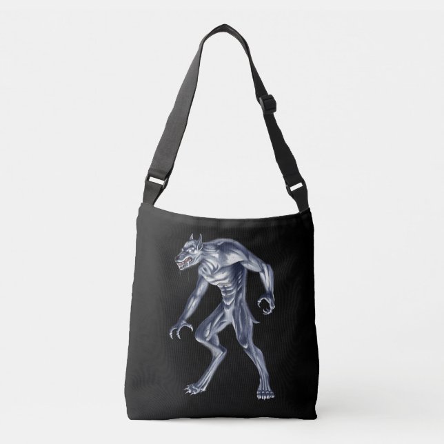 Dogman Cryptid Beast Tragetaschen Mit Langen Trägern (Vorderseite)