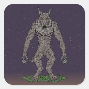 Dogman Cryptid oder Werewolf Quadratischer Aufkleber