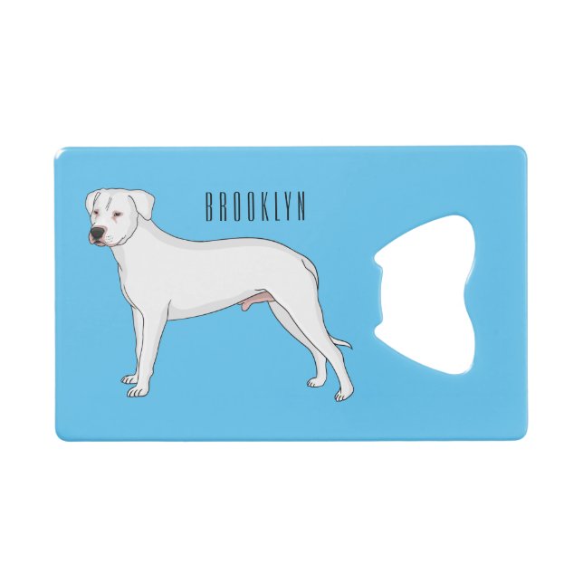 Dogo argentino Cartoon Illustration Geldbeutel Flaschenöffner (Vorderseite (Horizontal))