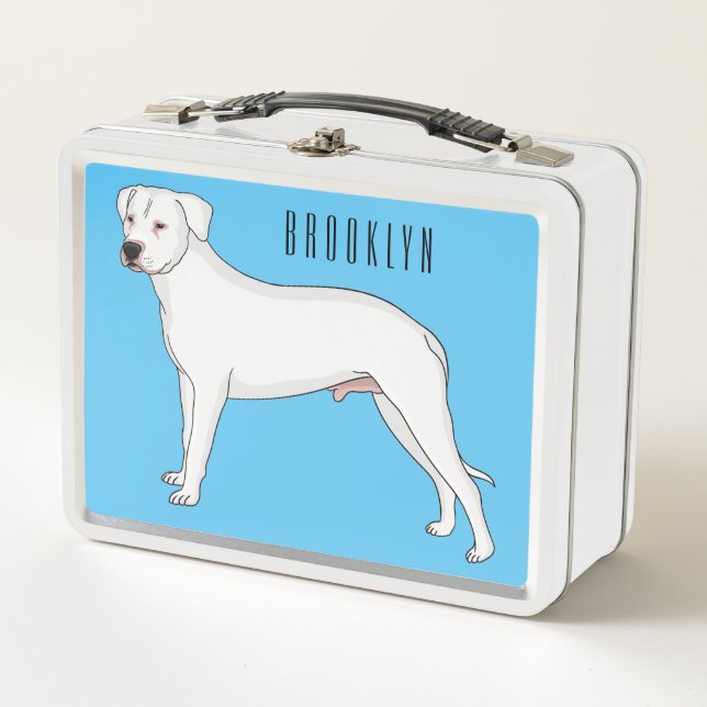Dogo argentino Cartoon Illustration Metall Brotdose (Vorderseite)
