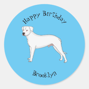 Dogo argentino Cartoon Illustration Runder Aufkleber