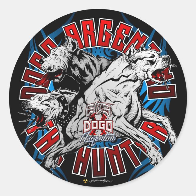 Dogo Argentino Der Jäger Runder Aufkleber (Vorderseite)