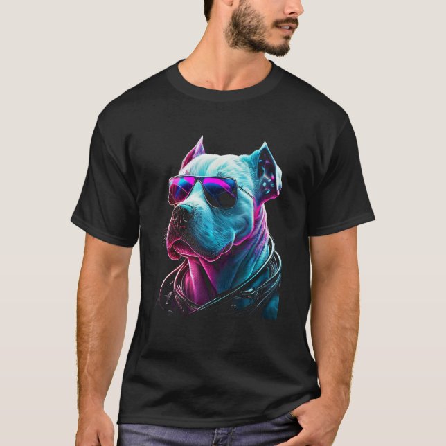 Dogo Argentino Dog owner Vaporwave Notorious DJ T-Shirt (Vorderseite)