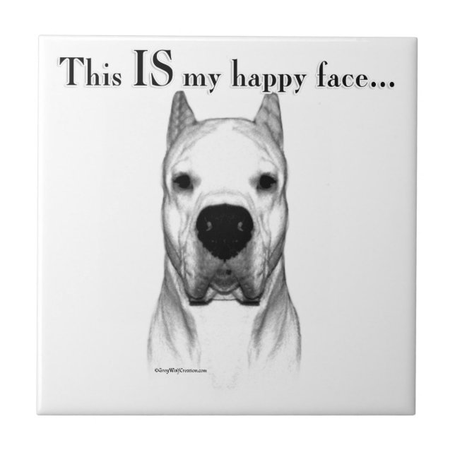 Dogo Argentino Happy Face Fliese (Vorderseite)