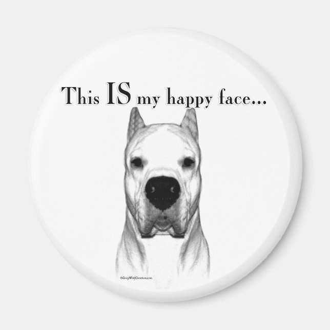 Dogo Argentino Happy Face Magnet (Vorne)