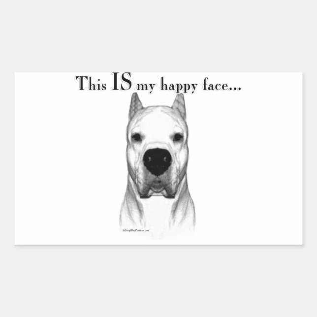 Dogo Argentino Happy Face Rechteckiger Aufkleber (Vorderseite)